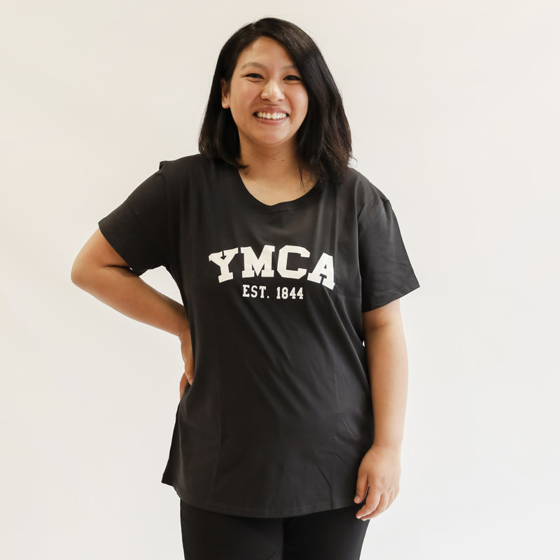 Womens Signature Tee  - Black (White YMCA Print)