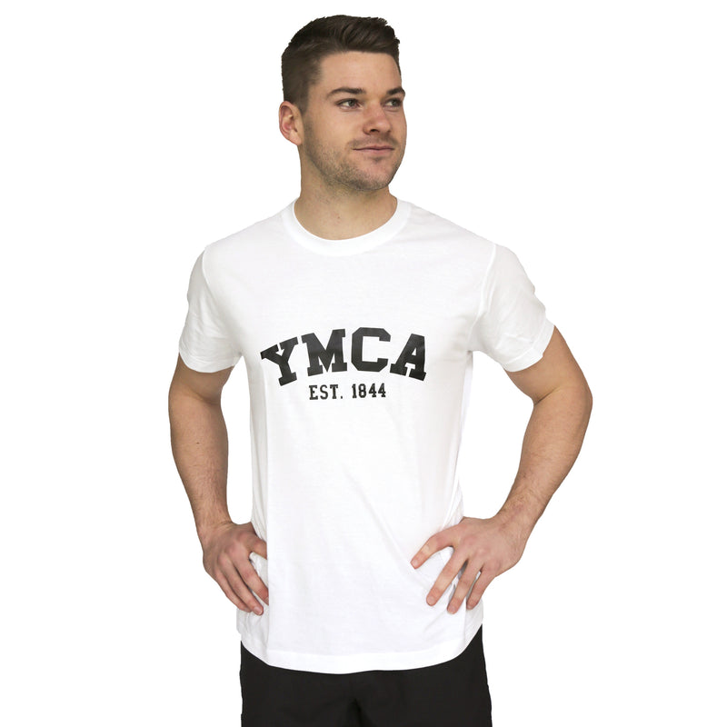 Mens Signature Tee - White (Black YMCA Print)