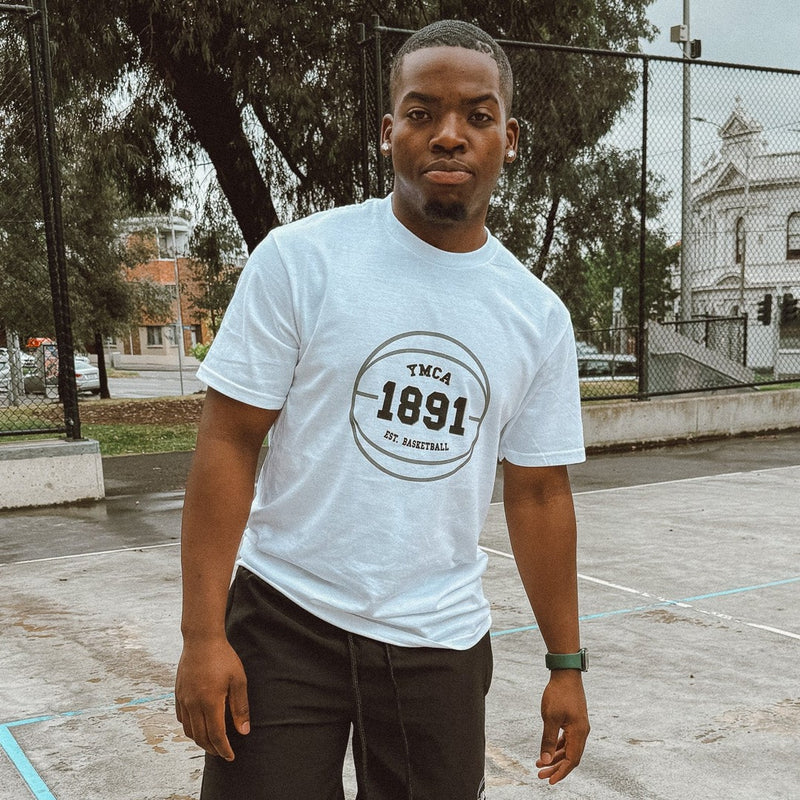 Mens 1891 Basketball Tee - White