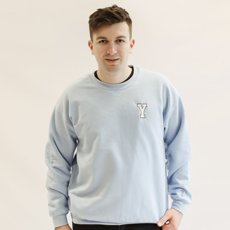 Y Varsity Crew Neck Jumper - Light Blue