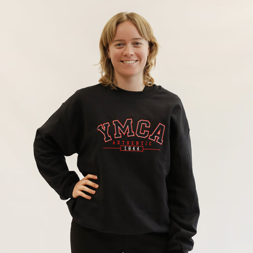 YMCA Authentic Signature Crew Neck Jumper - Black