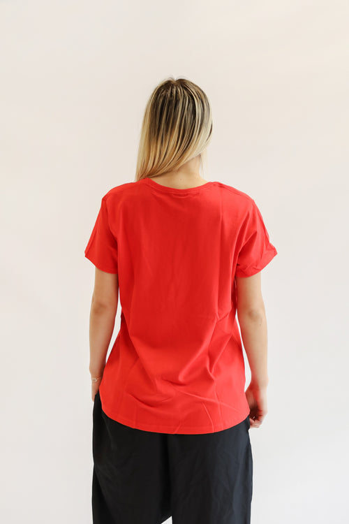 Womens Signature Tee - Red (White YMCA Print)