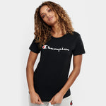 Womens Champion Script Short Sleeve Tee - Black