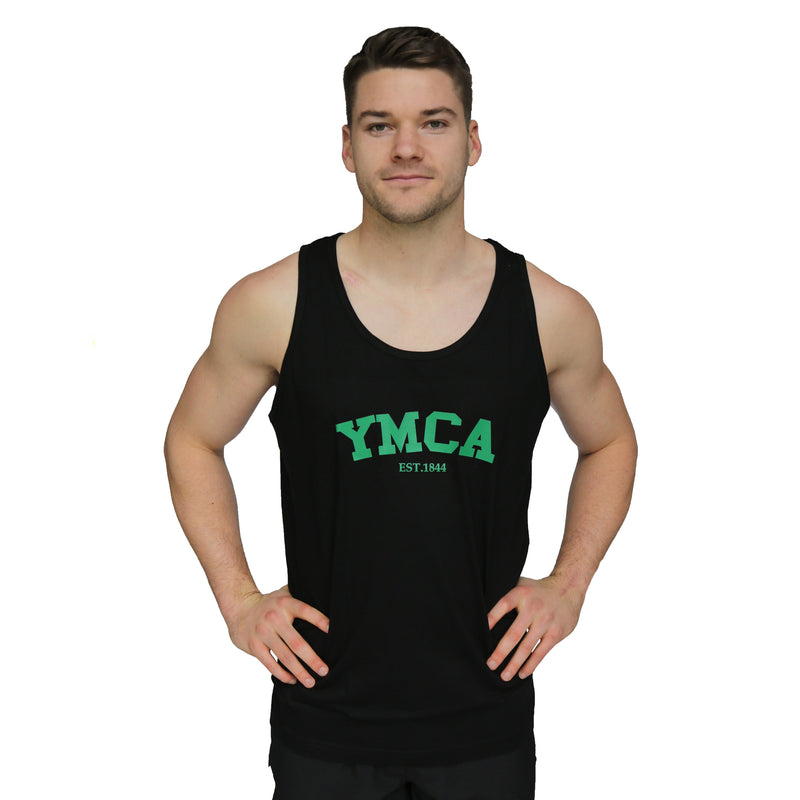 Mens Signature Tank - Black (Green YMCA Print)