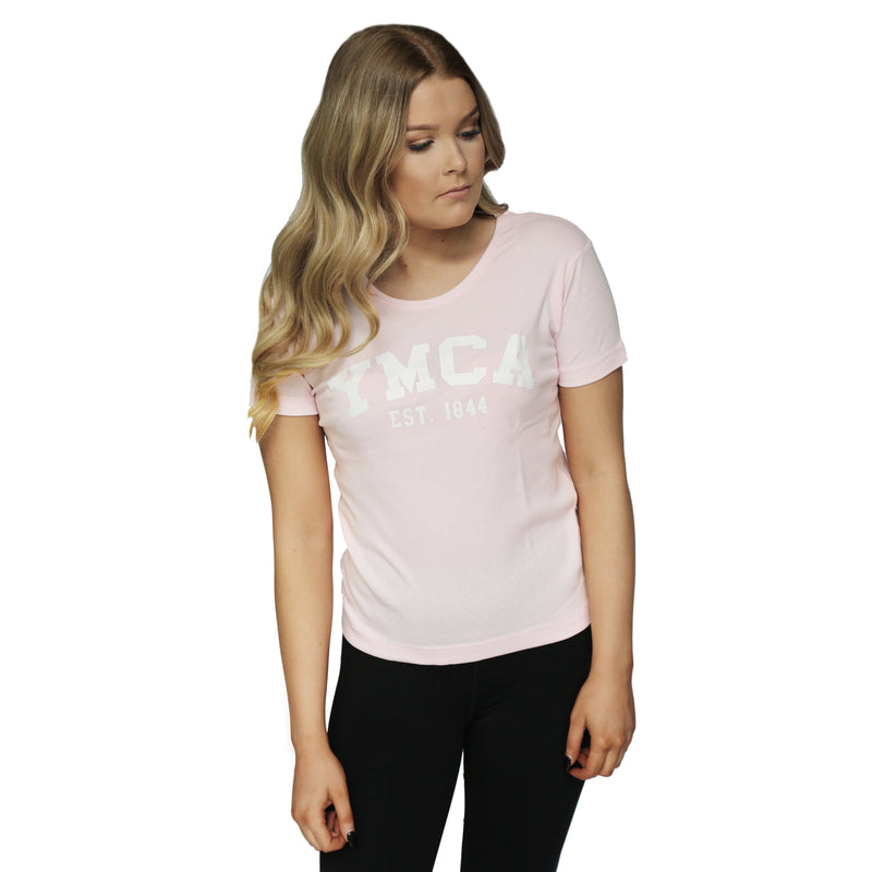 Womens Signature Tee - Pink (White YMCA Print)